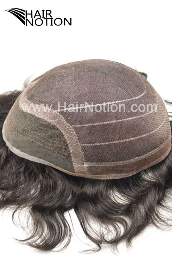 Men's Lace Front Hair System / Toupee - Fine Mono, Indian Remy Hair - #210 Dark Brown With 10% Grey