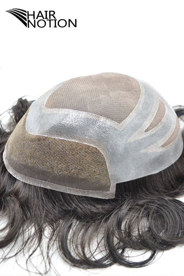 lace front mono stock durable natural toupee for men