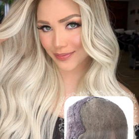 Mona 24 inches 4x4 Lace Top European Virgin Hair #24/26 Dark Rooted Hair Wigs for Women