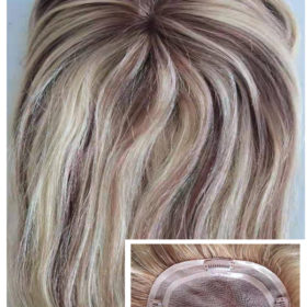Real Human Hair T9/613# With 9# Lighter Color Straight Hair Mono Topper for Women