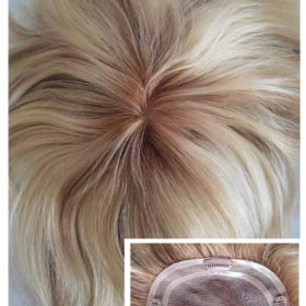 Real Human Hair 150% Density T8/613# With 15% Light 8# Topper for Women