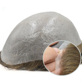 G-STS:0.04-0.06MM Front 1/8″ V-Loop Super Thin Skin Men's Toupee