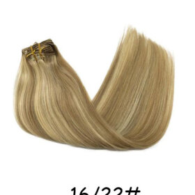 Clips in Hair Extensions Remy Natural Human Hair Straight Double Weft-16/22#