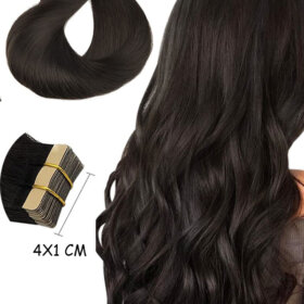 Tape in Hair Extensions Dark Brown Human Hair Skin Weft Hair Tape 20pcs-2#