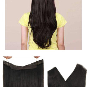 Hairpiece Straight  Hair Extensions with Transparent Line Invisible for Women-1b