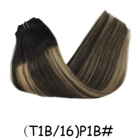 Clips in Hair Extensions Remy Natural Human Hair Straight Double Weft-(T1B/16)P1B#