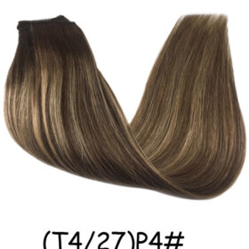 Hairpiece Straight  Hair Extensions with Transparent Line Invisible for Women-（T4/27)P4#