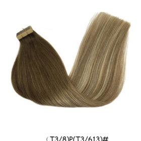 Tape in Hair Extensions Human Hair skin weft hair Tape 20pcs-（T3/8)P(T3/613)#