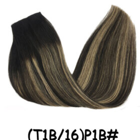Hairpiece Straight  Hair Extensions with Transparent Line Invisible for Women-（T1B/16)P1B#