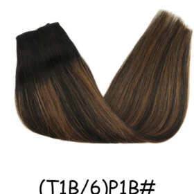 Hairpiece Straight  Hair Extensions with Transparent Line Invisible for Women-(T1B/6)P1B#