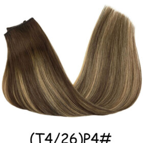 Hairpiece Straight  Hair Extensions with Transparent Line Invisible for Women-（T4/26)P4#