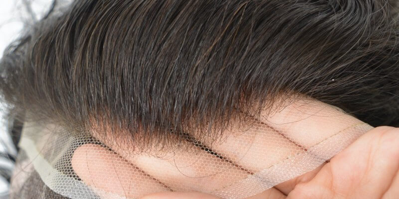Mens toupee with super natural invisible hairline