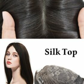 SAURA: Stock Women’s Human Hair Silk Top Toppers Dark Brown 2#