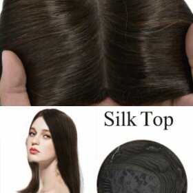 SAURA: Stock Silk Top Half Wig Human Hair Topper For Women 4/6#
