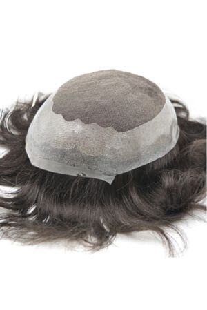Swiss lace top with skin mens grey wig #1b10