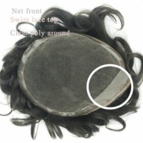 HairNotion Swiss Lace Top With Skin Mens Hair Pieces 6"x8" 1b#