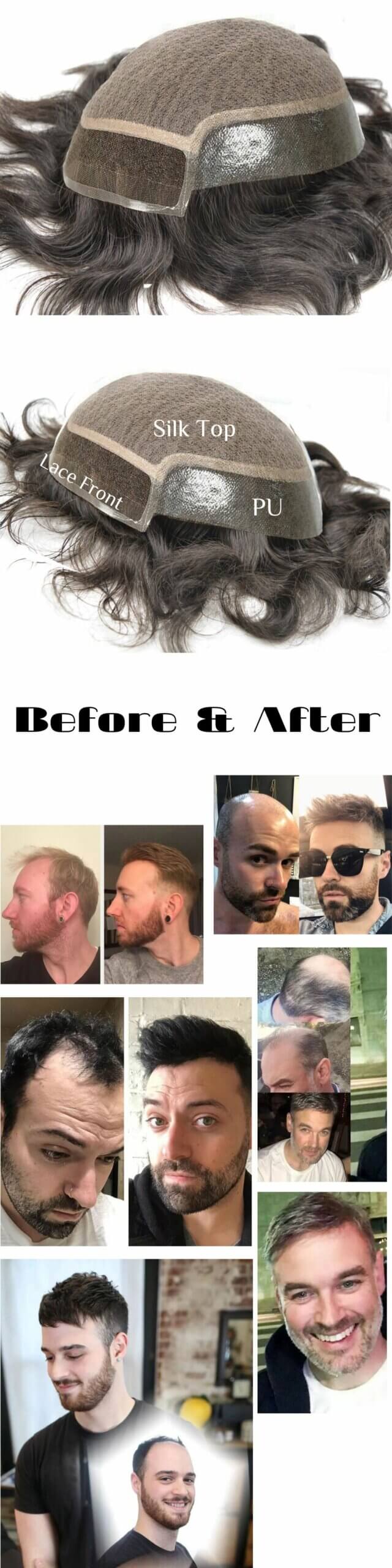 lace front silk top toupee for men