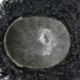 FCS: 12MM Human Hair Poly Skin Afro Toupee For Black Men