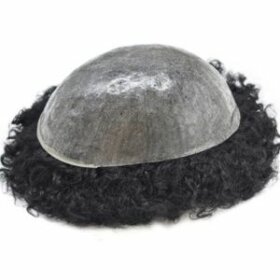 FCS: 6MM Afro Curly Hair Toupee For Black Men Injected Skin Men's Hair System