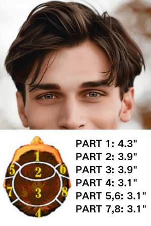 poly thin skin men's toupee with side-part hairstyle