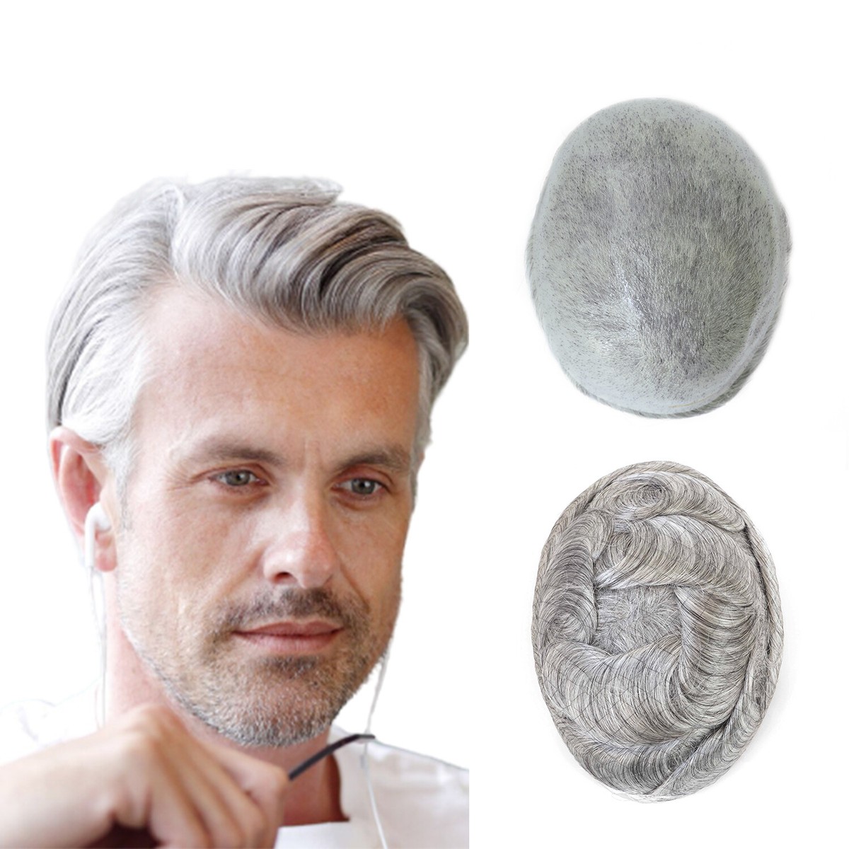 gray hair piece for top of head