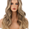 13x4 Balayage Ombre Synthetic Lace Front Wig – Ash Brown to Blonde Wavy Wig | Natural Highlight Hair Wig for Women
